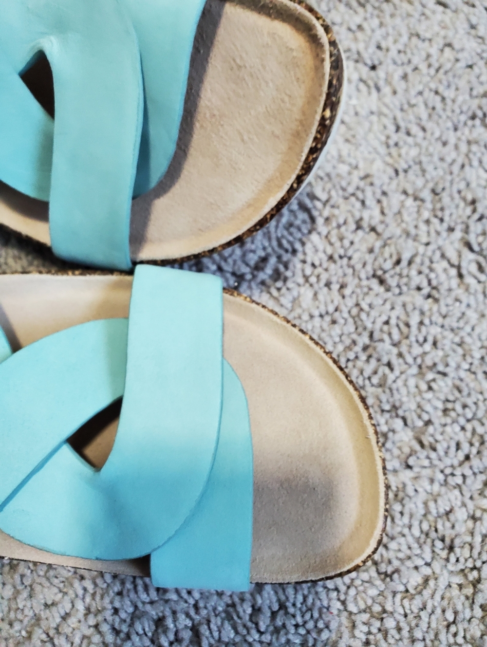 Abeo Light Blue Leather Comfort Slides Size 8 - Picture 7 of 8